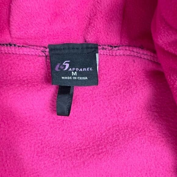 i5 Apparel Women's Black & Pink Full Zip Fleece Hooded Jacket Medium - Picture 5 of 9
